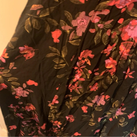 Zara Floral Black Maxi Dress Button Front 3/4 Sleeve XS - Picture 7 of 12